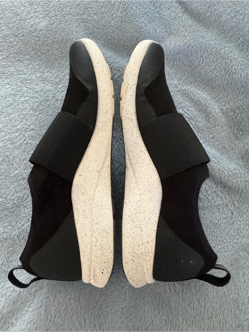Aetrex Black Slip-On Sneakers with White Speckled Sole